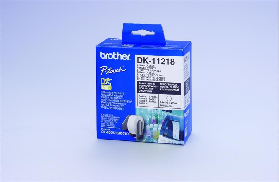 Brother DK-11218 Round Labels Wit