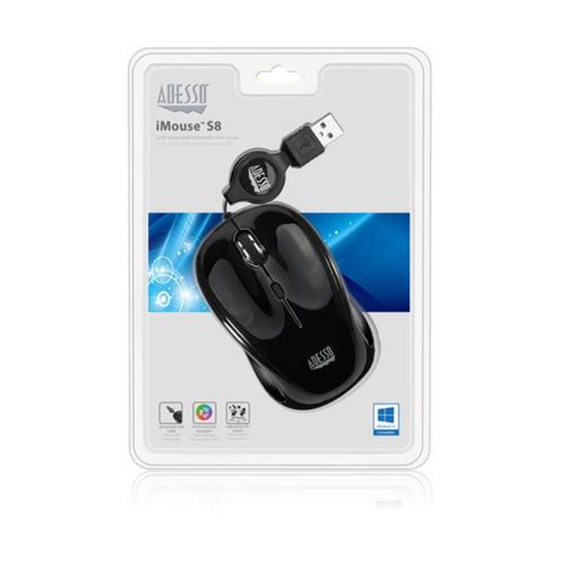 Adesso iMouse S8 muis USB Type-A Optisch 1600 DPI Ambidextrous