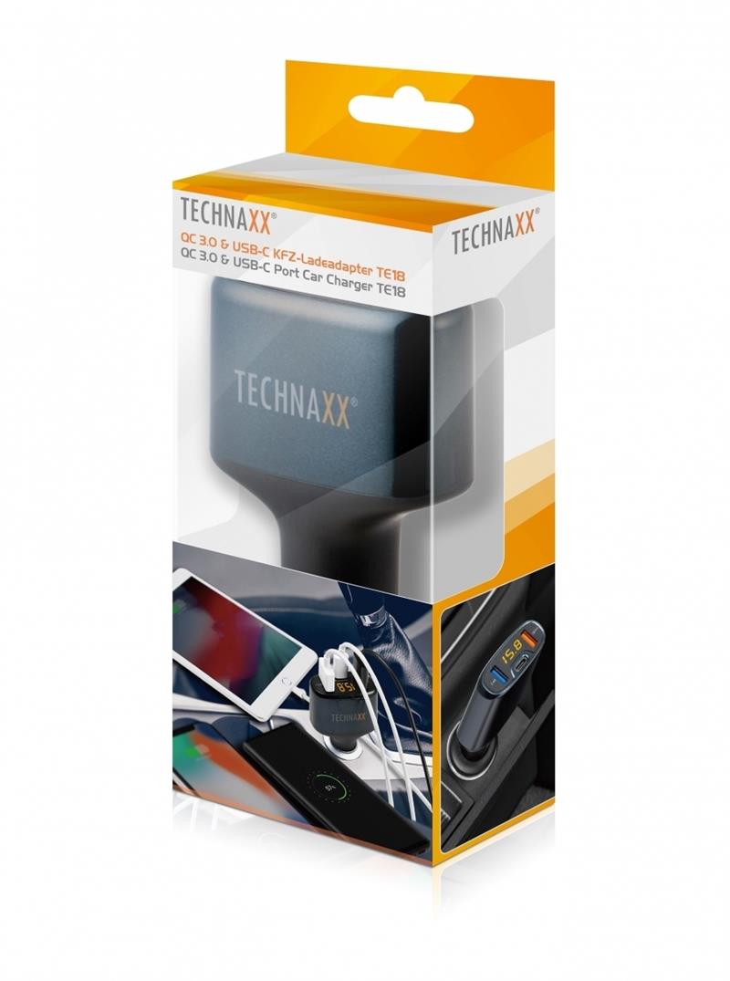  Technaxx Car Charger QC3 0 USB-C 17W Black