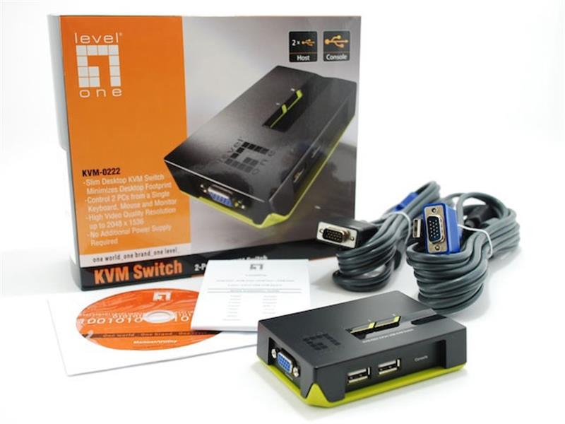 LevelOne KVM-0222 KVM-switch Zwart, Groen