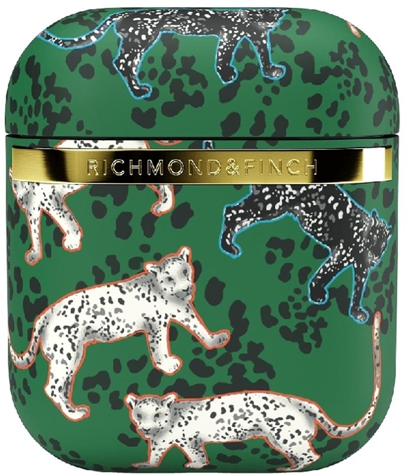 Richmond Finch Freedom Series Apple Airpod Green Leopard Gold