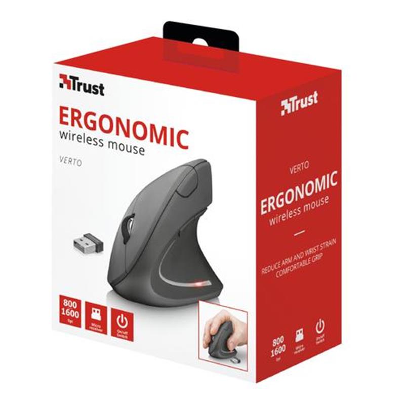 Trust Verto | Ergonomische Muis | DRAADLOZE | Verticaal | Grijs