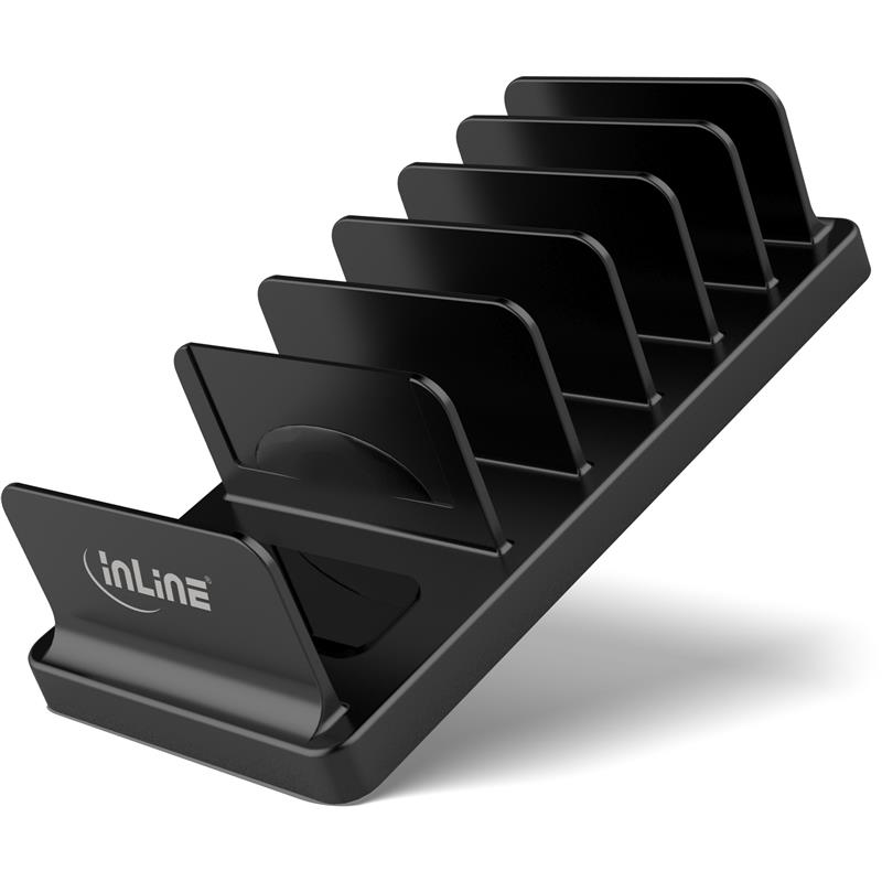 InLine multi stand with 6 compartments for desk shelf black