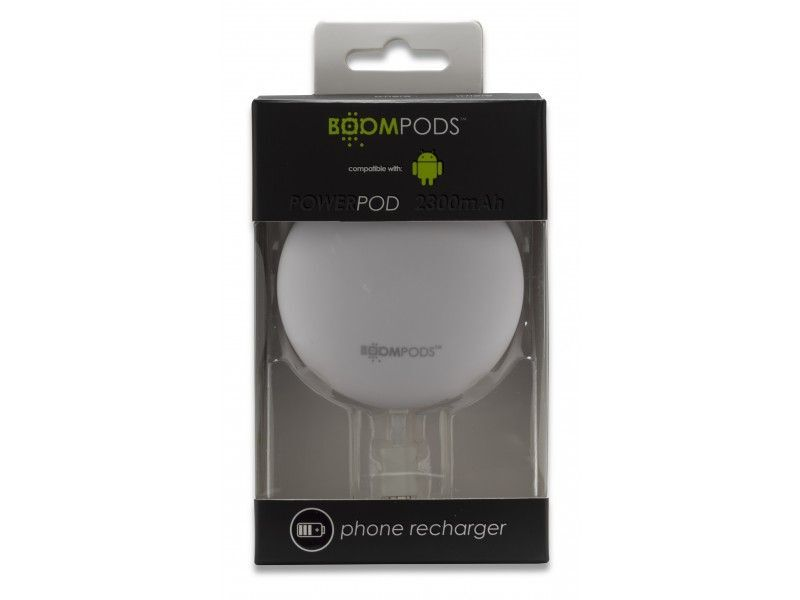 Boompods Power Banks 2300mAh Powerpod, Android Version White