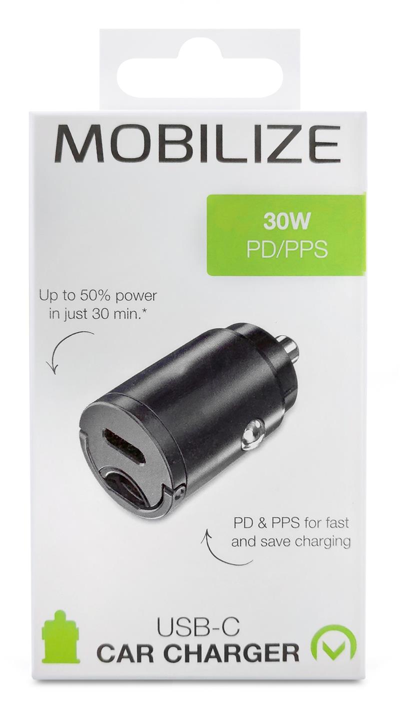 Mobilize Car Charger USB-C 30W with PD PPS Black