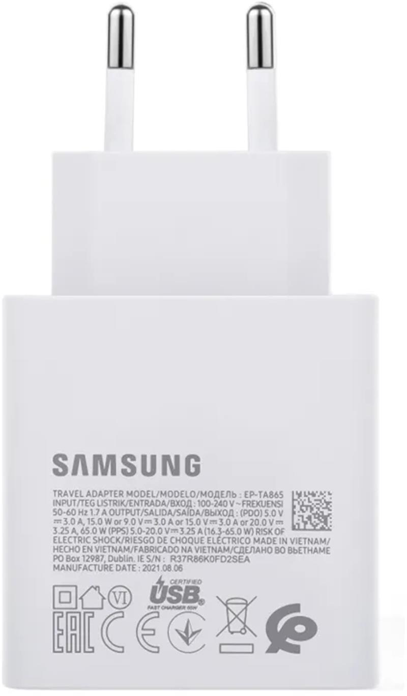 EP-TA865XWEGWW Samsung Fast PD Wall Charger USB-C 65W White Bulk