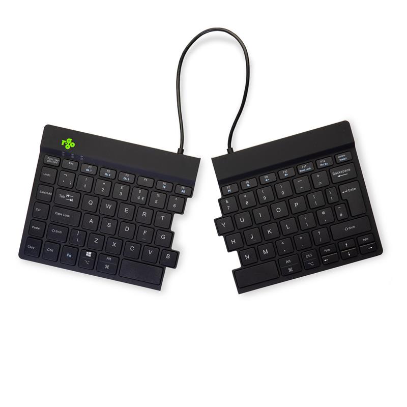 R-Go Tools Ergonomisch toetsenbord R-Go Split Break met pauzesoftware, ergonomisch gesplitst toetsenbord, QWERTY (UK), Bluetooth, zwart