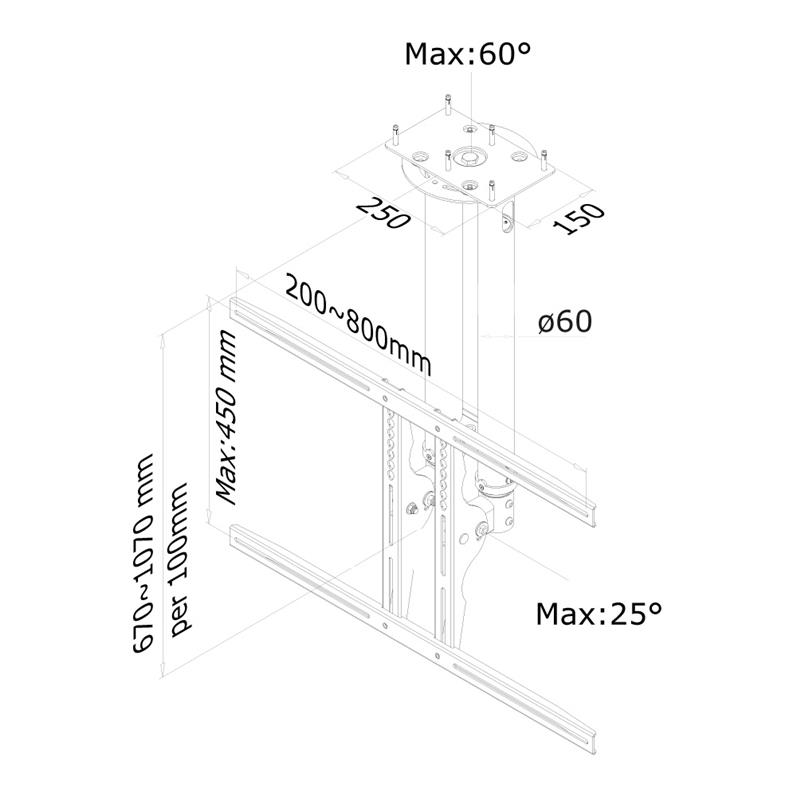 Neomounts monitor plafondsteun