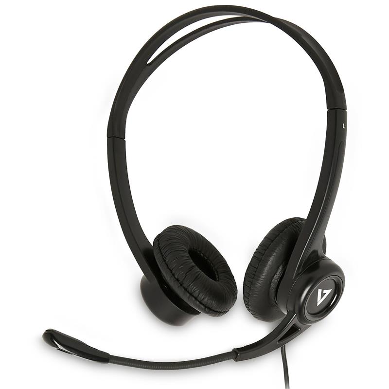 V7 HU311-2EP hoofdtelefoon/headset Bedraad Hoofdband Kantoor/callcenter USB Type-A Zwart
