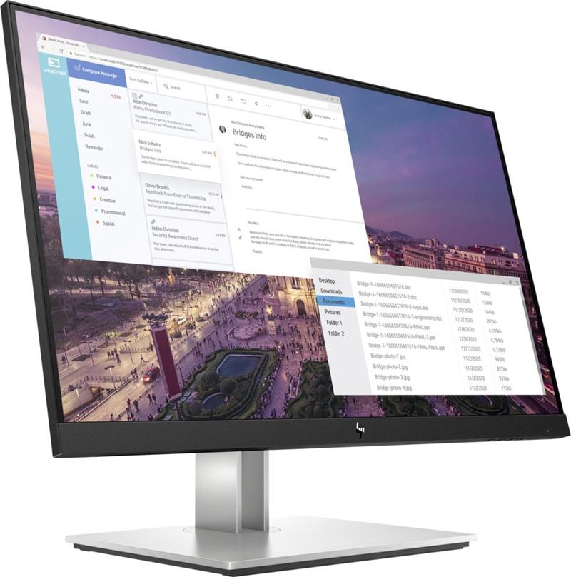 HP E-Series E23 G4 58,4 cm (23"") 1920 x 1080 Pixels Full HD LCD Zwart, Zilver