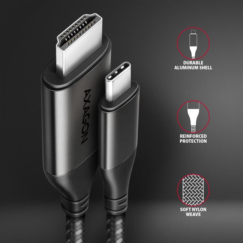 Axagon RVC-HI2MC video kabel adapter 1,8 m USB Type-C HDMI Zwart