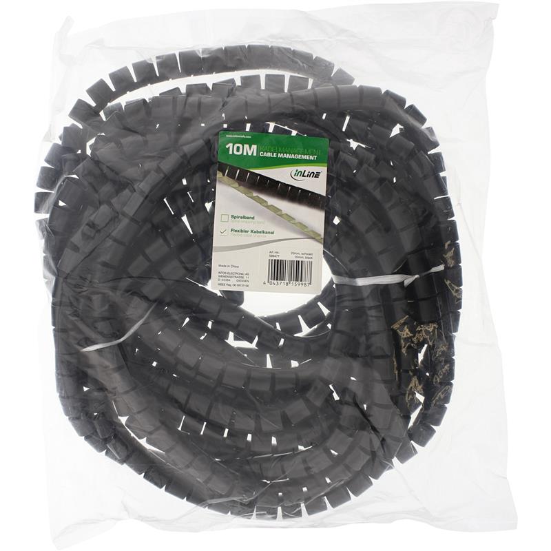 InLine spiraalband 10m zwart