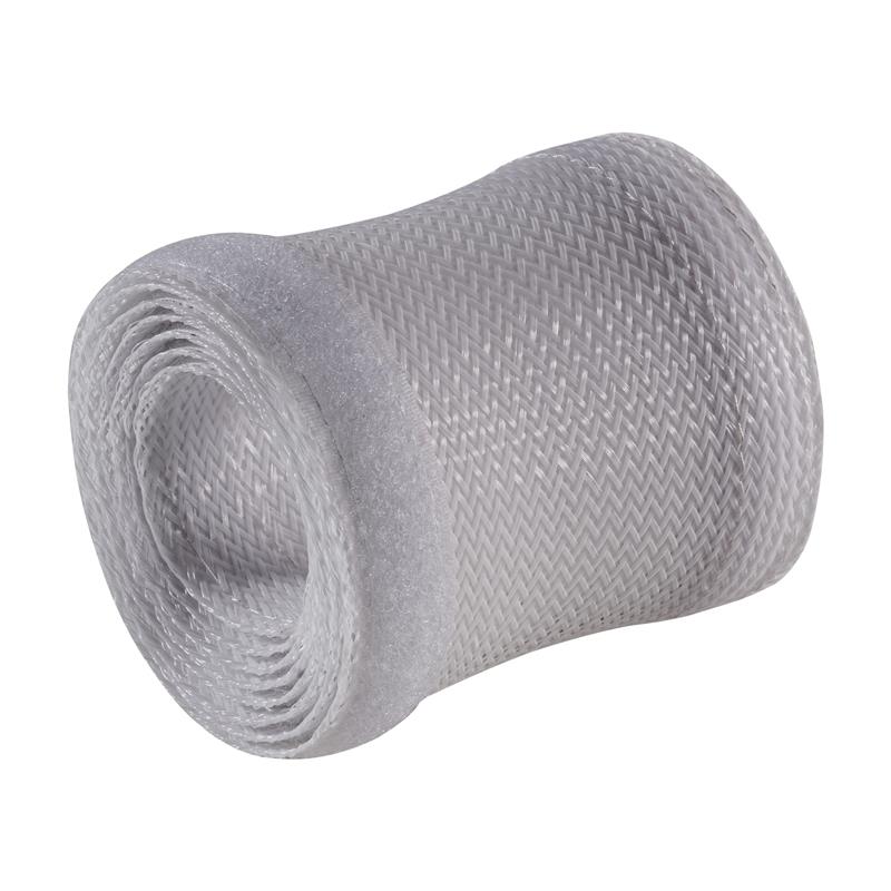 InLine Cable wrap fabric hose with hook and loop fastener 1m x 40mm diameter grey