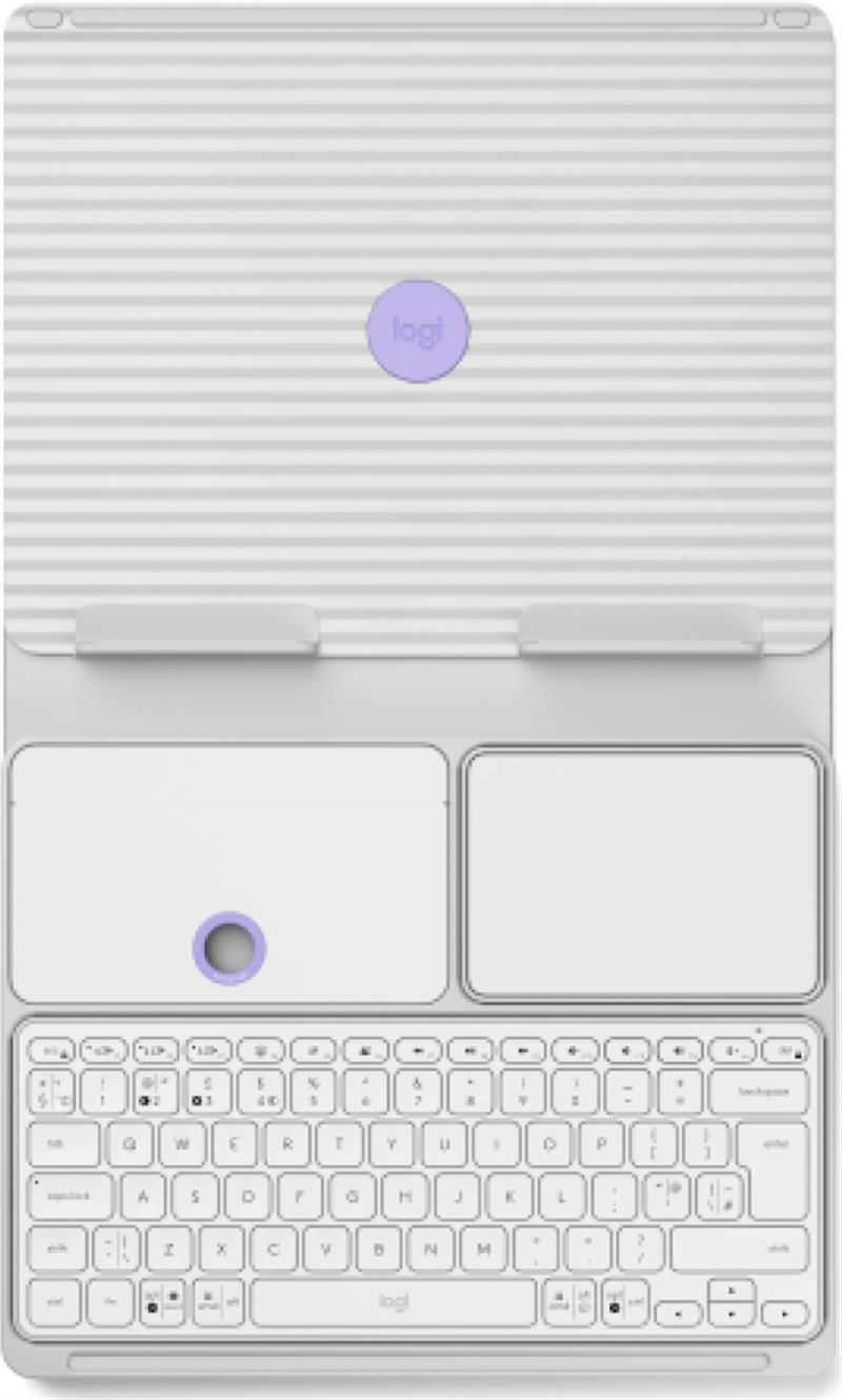 Logitech Casa Pop-Up Desk QWERTY Brits Engels Bluetooth Grijs, Violet, Wit