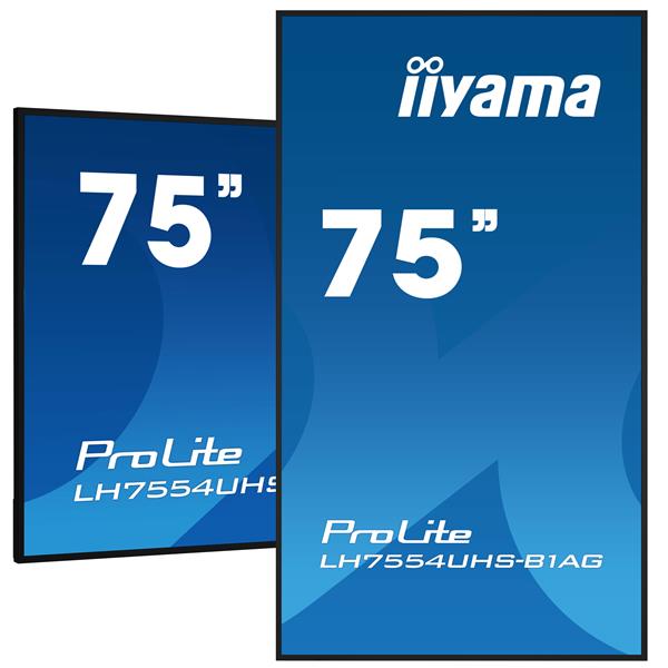 iiyama LH7554UHS-B1AG beeldkrant Digitale signage flatscreen 190,5 cm (75"") LCD Wifi 500 cd/m² 4K Ultra HD Zwart Type processor Android 11 24/7