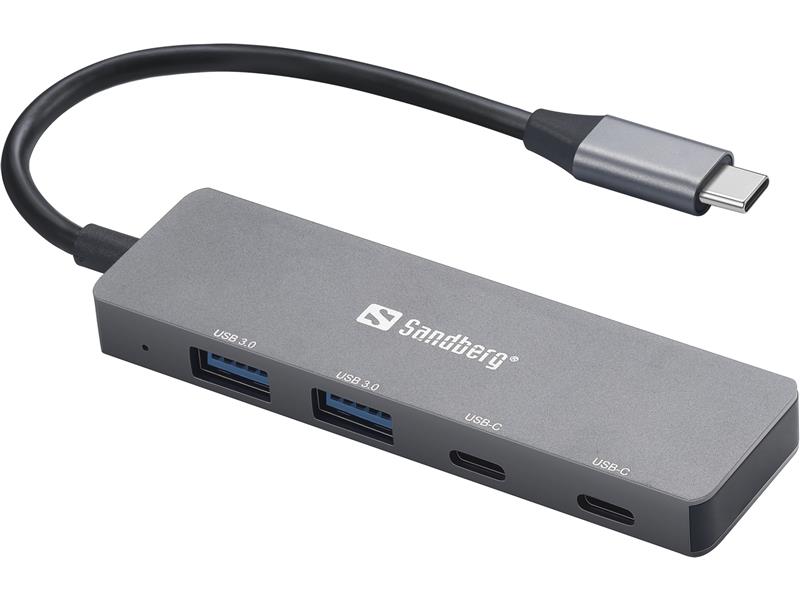 Sandberg 136-50 interface hub USB Type-C 5000 Mbit/s Grijs
