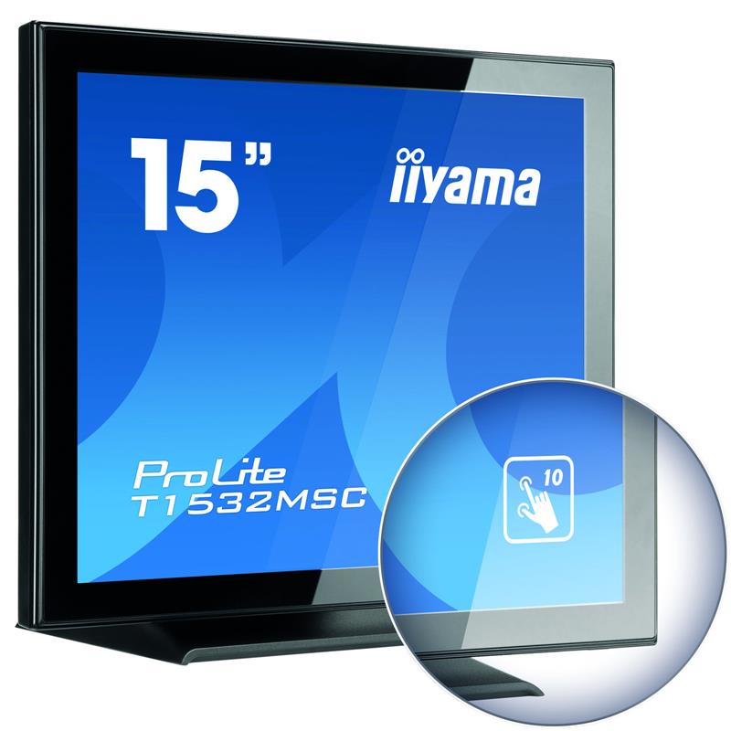 iiyama ProLite T1532MSC-B5AG touch screen-monitor 38,1 cm (15"") 1024 x 768 Pixels Zwart