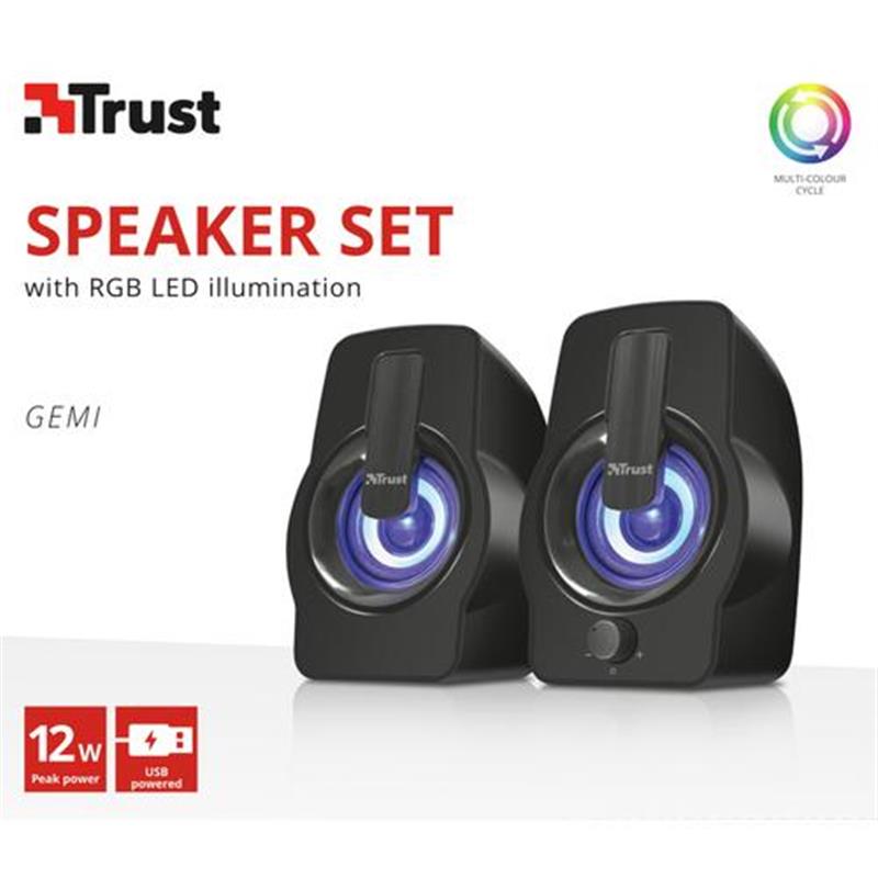 Trust Gemi - 2.0 Speakerset - RGB - voor PC & Laptop