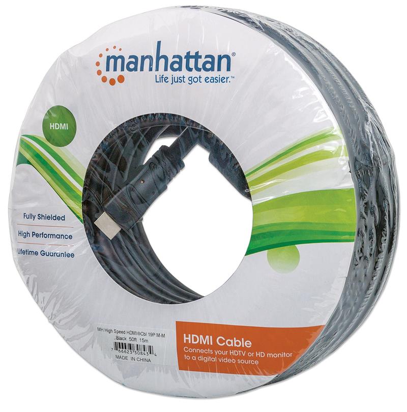Manhattan 308434 HDMI kabel 15 m HDMI Type A (Standaard) Zwart