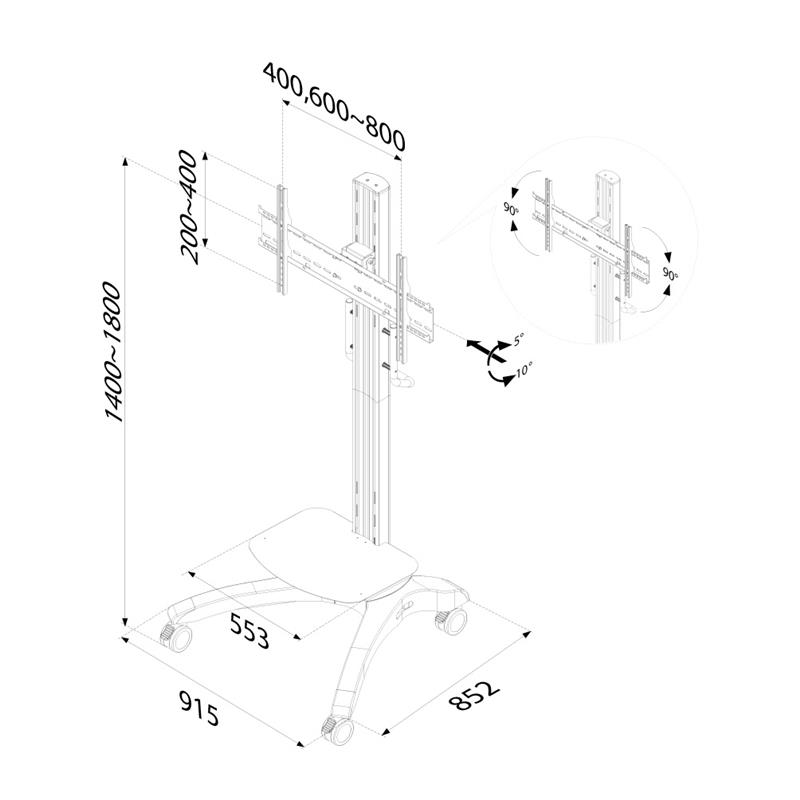 Newstar verrijdbaar flatscreen meubel