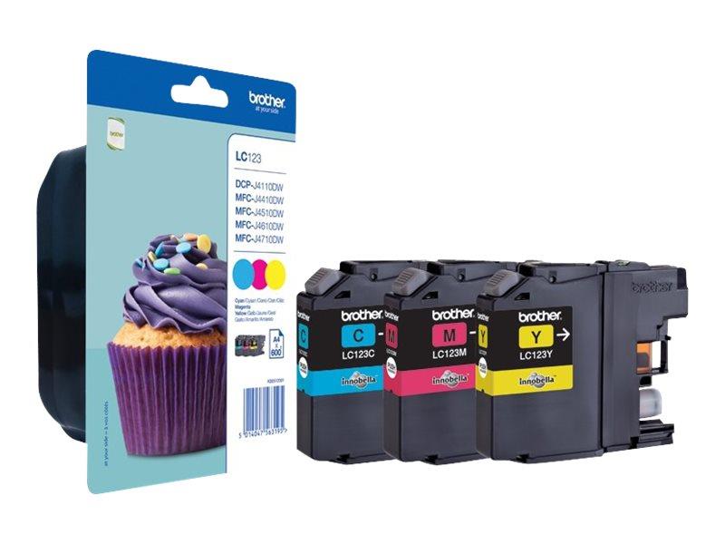 Brother LC-123RBWBP inktcartridge Origineel Cyaan, Magenta, Geel Multipack 3 stuk(s)