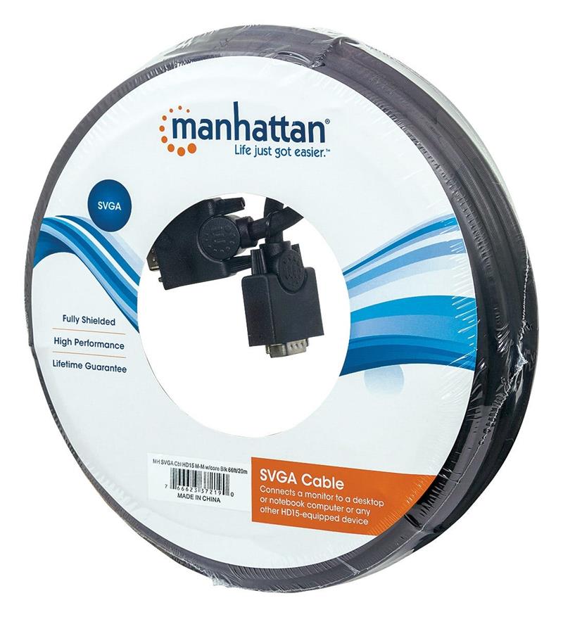Manhattan 372190 VGA kabel 20 m VGA (D-Sub) Zwart