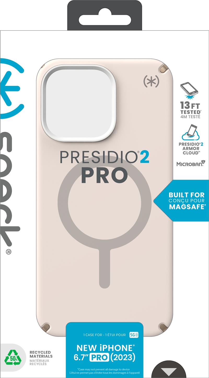 Speck Presidio2 Pro + MS Apple iPhone 15 Pro Max Bleached Bone - with Microban