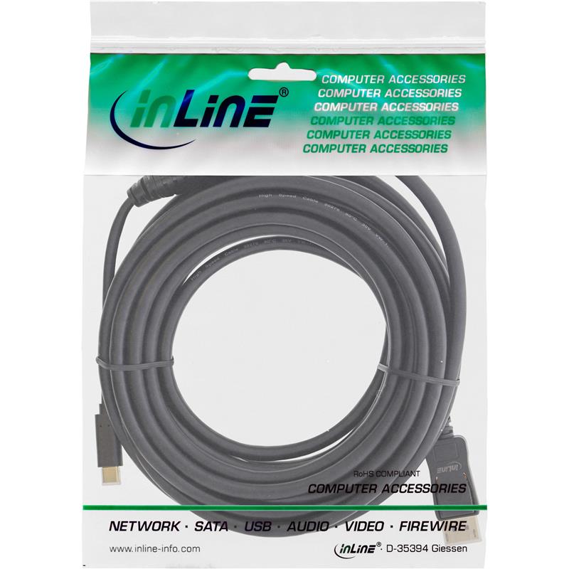InLine USB Display Cable USB Type-C male to DisplayPort male DP Alt Mode 4K2K black 5m