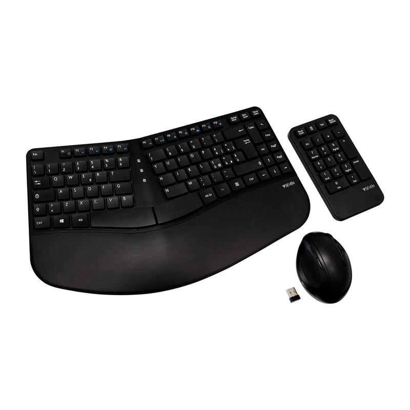 V7 CKW400IT toetsenbord Inclusief muis RF Draadloos Italiaans Zwart
