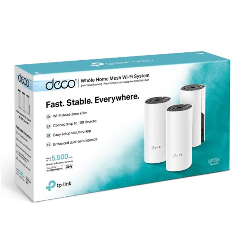 TP-LINK Deco M4(3-pack) draadloze router Dual-band (2.4 GHz / 5 GHz) Gigabit Ethernet Zwart, Wit