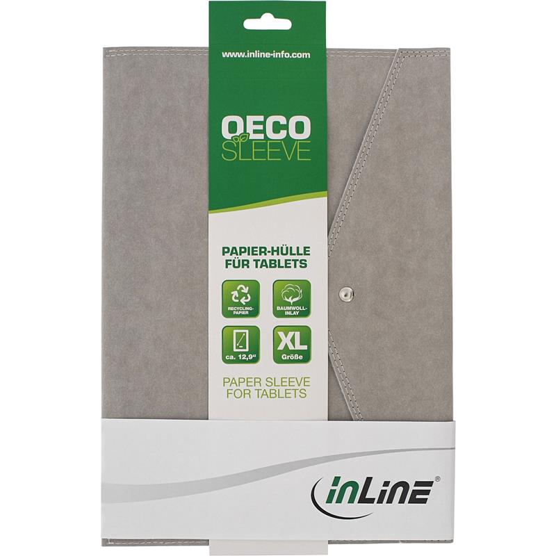 InLine OEcoSleeve XL Paper Sleeve for Smartphones Tablets up to 12 9