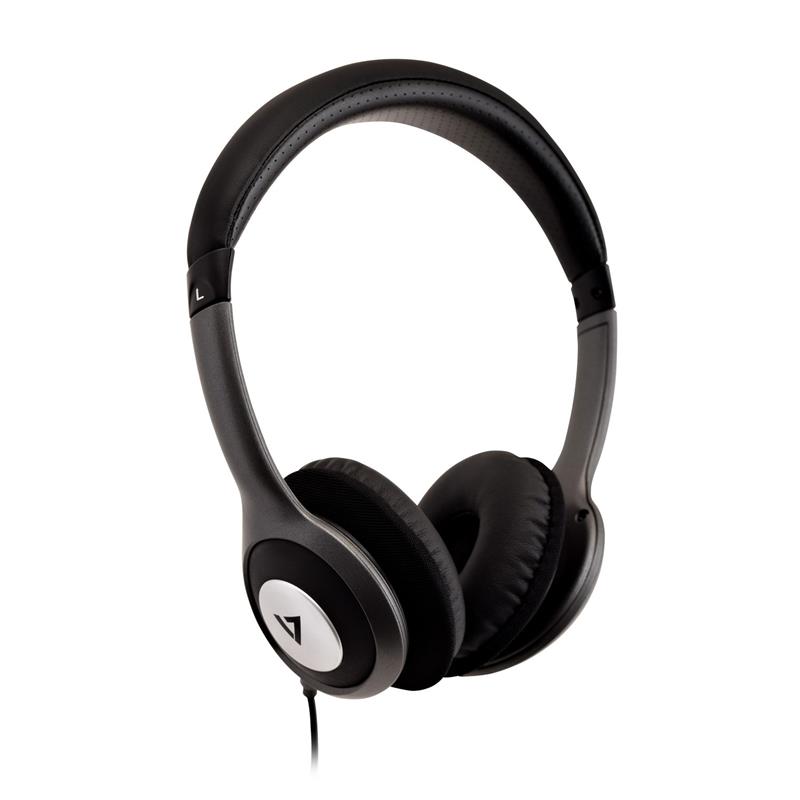 V7 HA520-2EP hoofdtelefoon/headset Bedraad Hoofdtelefoons Hoofdband Muziek Zwart, Zilver
