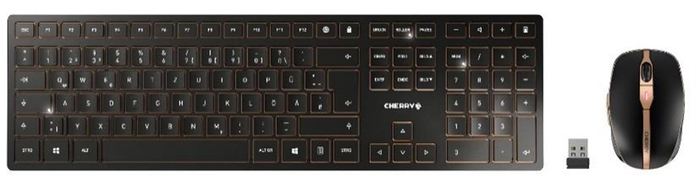 CHERRY DW 9000 SLIM toetsenbord RF Wireless + Bluetooth QWERTY Amerikaans Engels Zwart