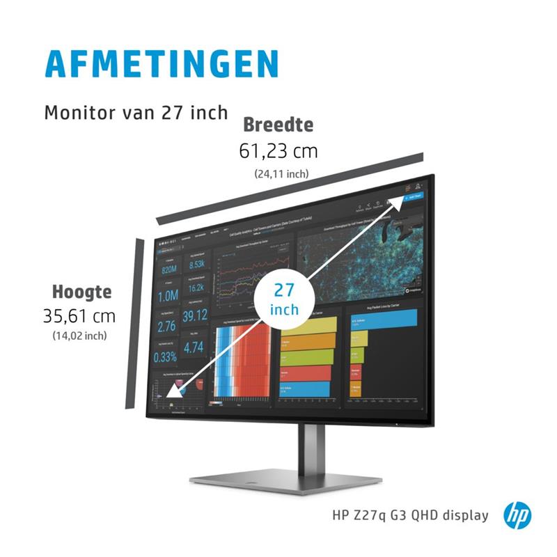 HP Z27q G3 QHD 68,6 cm (27"") 2566 x 1440 Pixels Quad HD LED Zilver