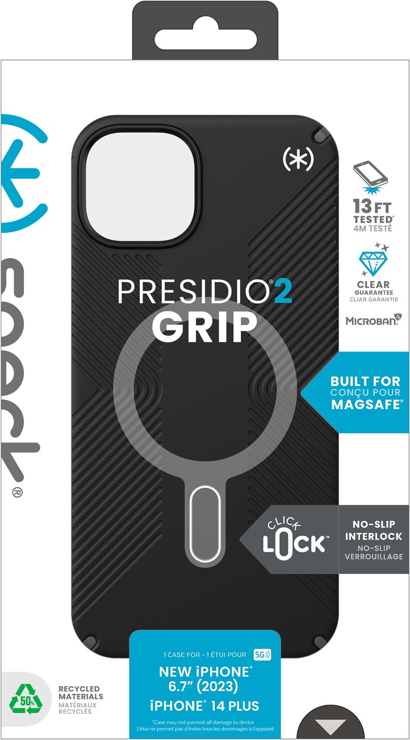 Speck Presidio2 Grip + ClickLock Apple iPhone 15 Plus Black - with Microban