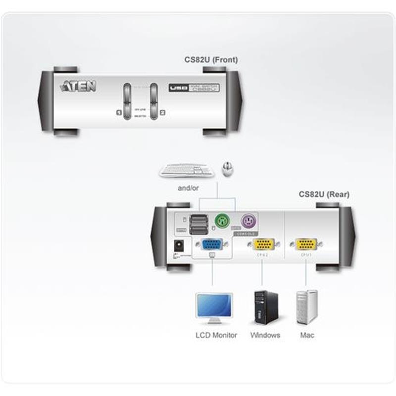 Aten 2-poorts PS/ 2-USB VGA KVM-switch | CS82U-AT