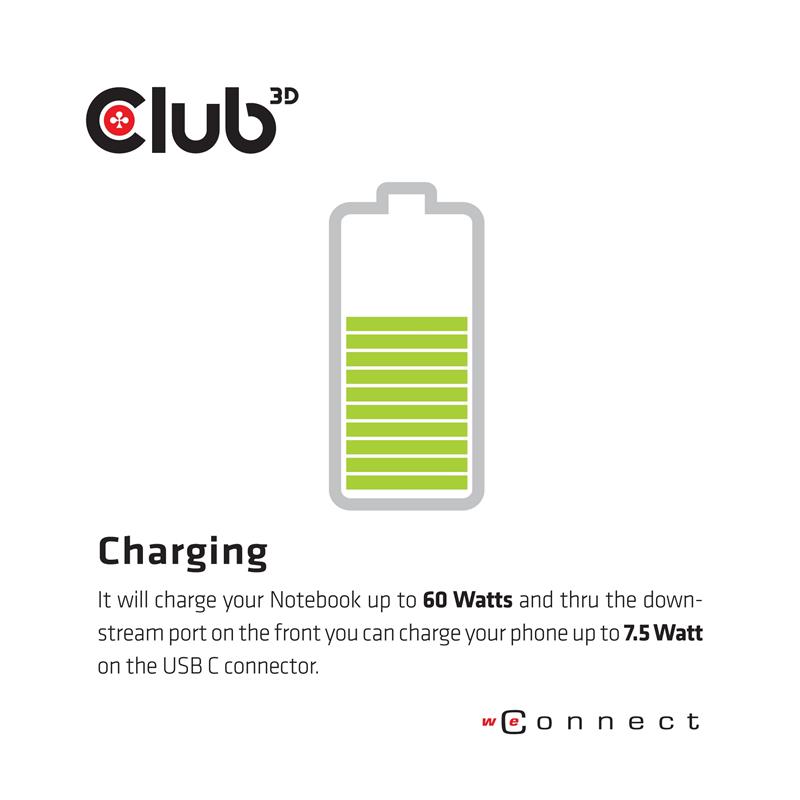 CLUB3D Type-C Universeel (2x 4K60Hz +1x 4K30Hz), oplaad Docking Station 60W DisplayLink® gecertificeerd en DP alt modus - kensington lock