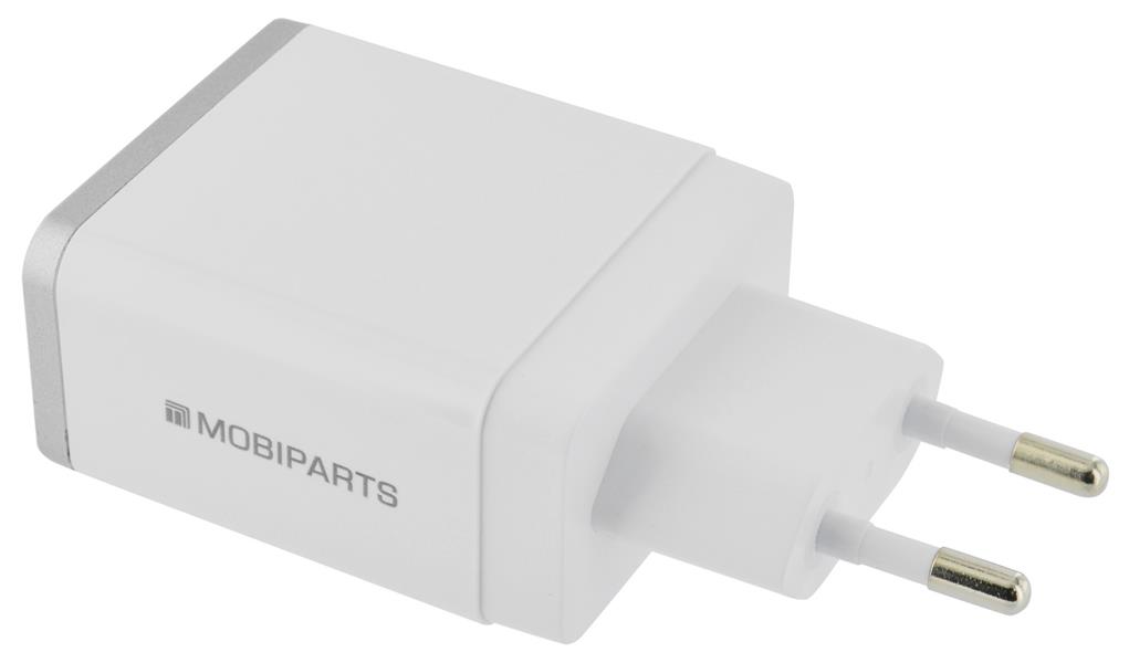 Mobiparts Wall Charger Dual USB 2.4A + Lightning Cable White