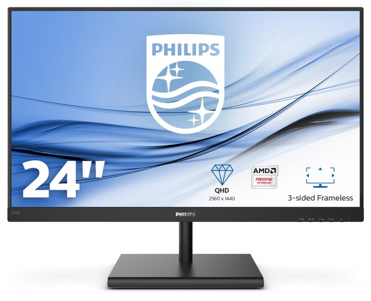 Philips E Line 245E1S/00 LED display 60,5 cm (23.8"") 2560 x 1440 Pixels 2K Ultra HD LCD Flat Zwart