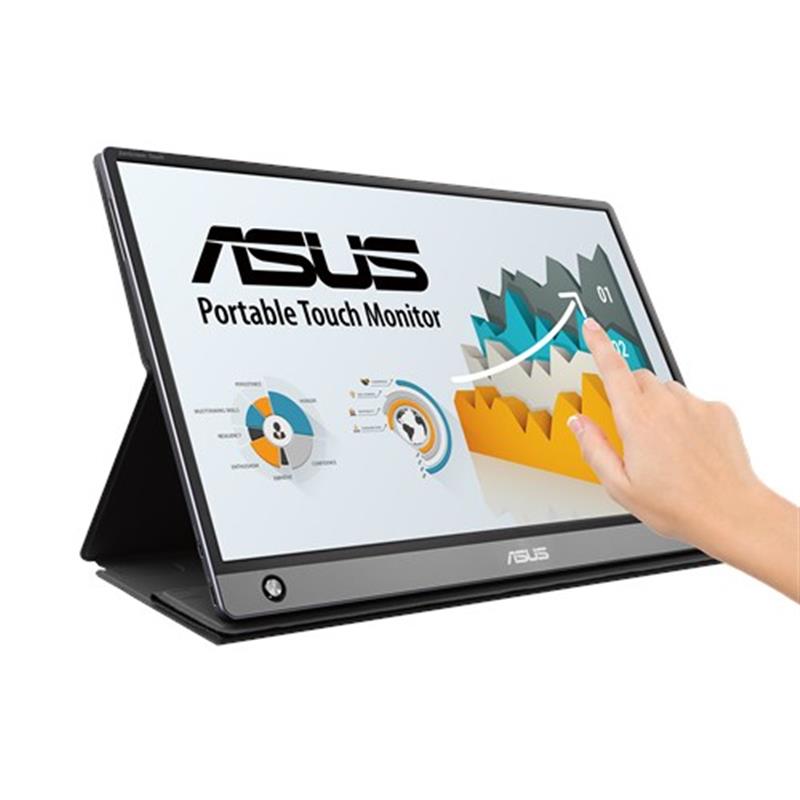 ASUS MB16AMT touch screen-monitor 39,6 cm (15.6"") 1920 x 1080 Pixels Zwart, Grijs Multi-touch Multi-gebruiker