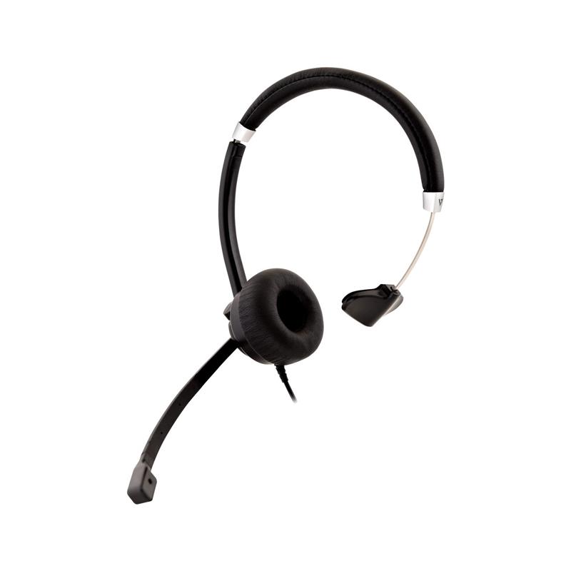 V7 HU411 hoofdtelefoon/headset Bedraad Hoofdband Kantoor/callcenter Zwart