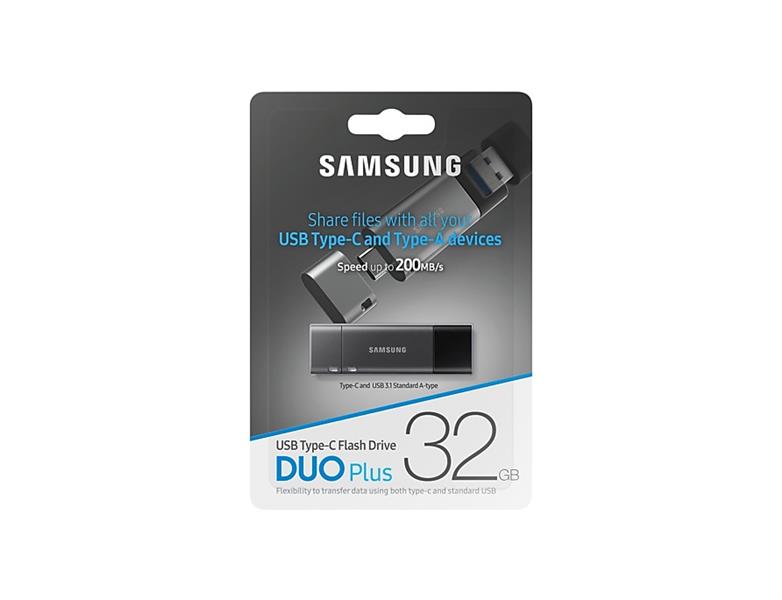 Samsung DUO Plus USB flash drive 32 GB USB Type-C 3.2 Gen 1 (3.1 Gen 1) Zwart, Grijs