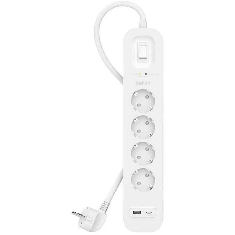 Belkin SRB001VF2M Overspanningsbeveiliging Wit 4 AC-uitgang(en) 2 m