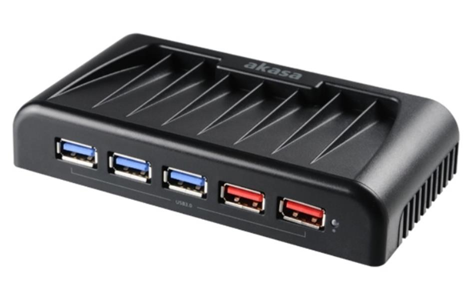 Akasa Connect 7EX 7 port USB 3 0 hub with two fast charging and data ports Power adapter incl 