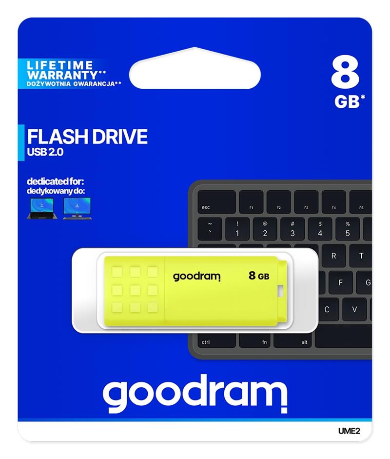 Goodram UME2 USB flash drive 8 GB USB Type-A 2.0 Geel