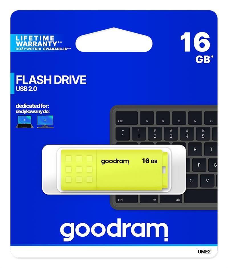 Goodram UME2 USB flash drive 16 GB USB Type-A 2.0 Geel