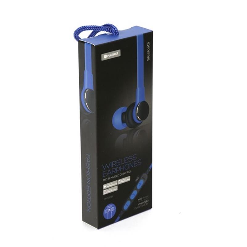Platinet In-Ear Earphones Bluetooth V4 2 microSD MIC - model 1061 - Blue