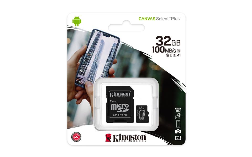 Kingston Technology Canvas Select Plus flashgeheugen 32 GB MicroSDHC Klasse 10 UHS-I
