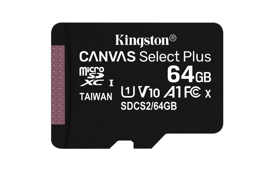 Kingston Technology Canvas Select Plus flashgeheugen 64 GB MicroSDXC Klasse 10 UHS-I