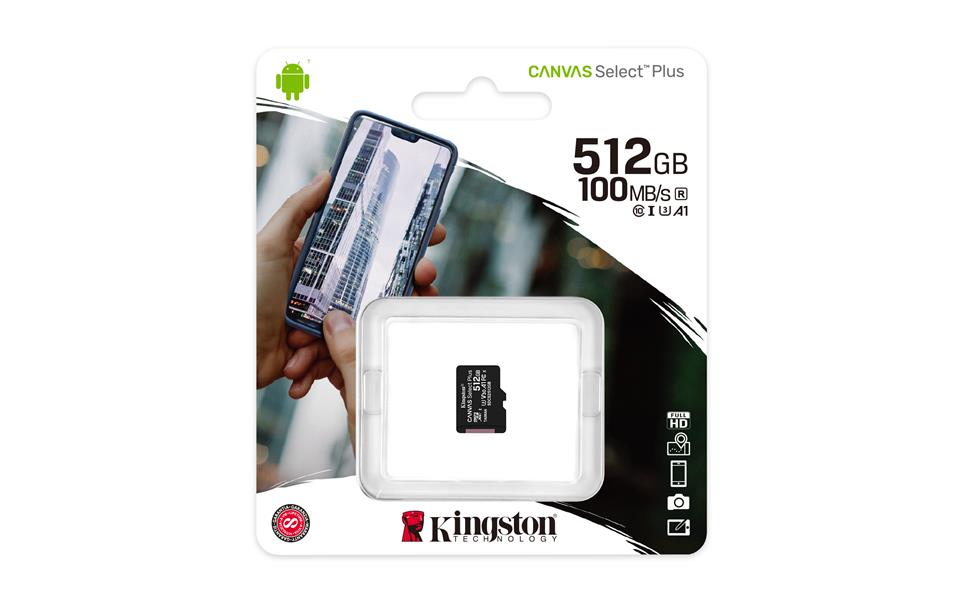 Kingston Technology Canvas Select Plus flashgeheugen 512 GB MicroSDXC Klasse 10 UHS-I